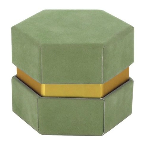 SCATOLA ESAGONALE 10XH7.5 VELLUTO VERDE CON DIVISORIO